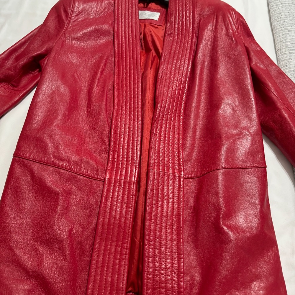Lord & Taylor Vibrant Red Leather Jacket